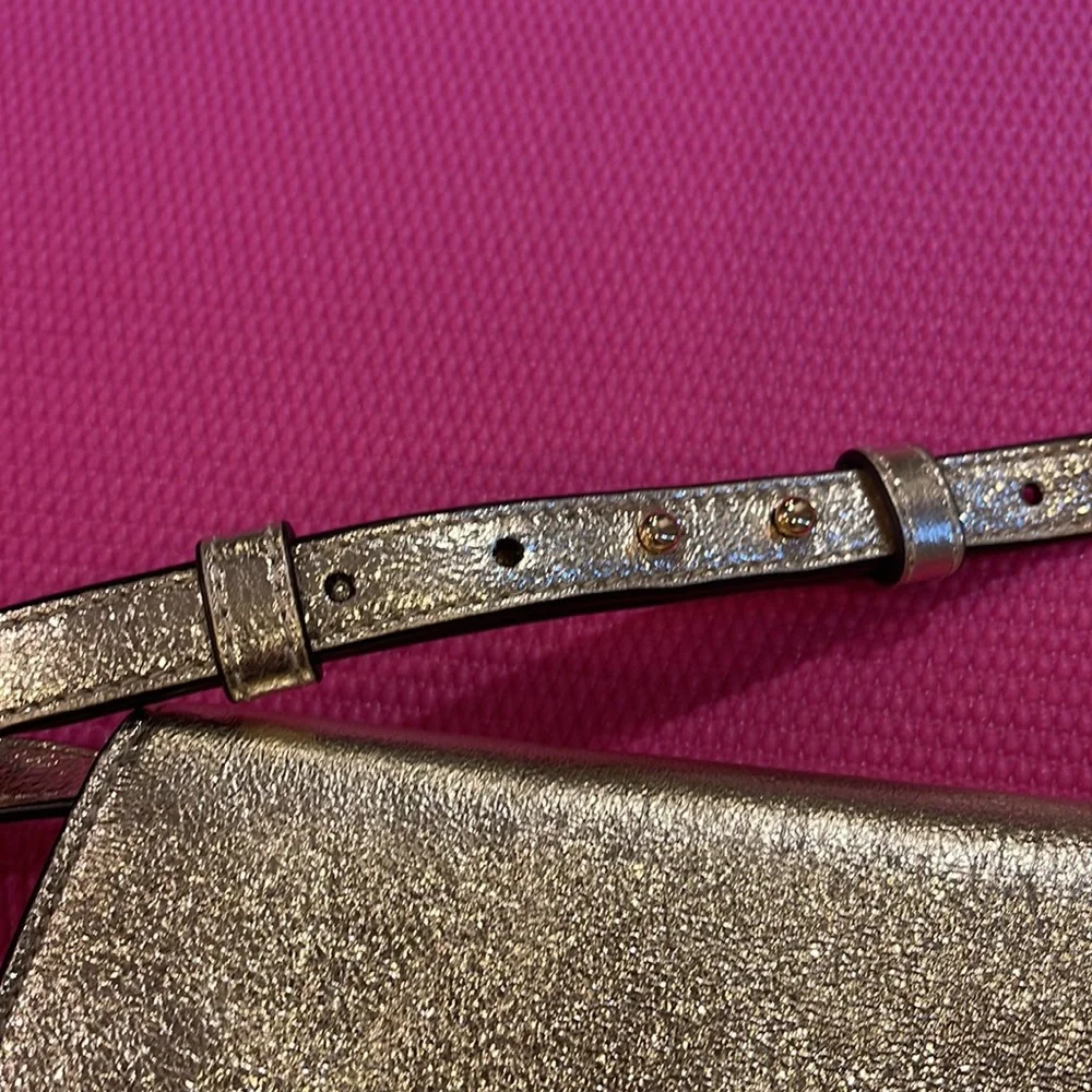 Tory Burch metallic Spark gold saddle bag